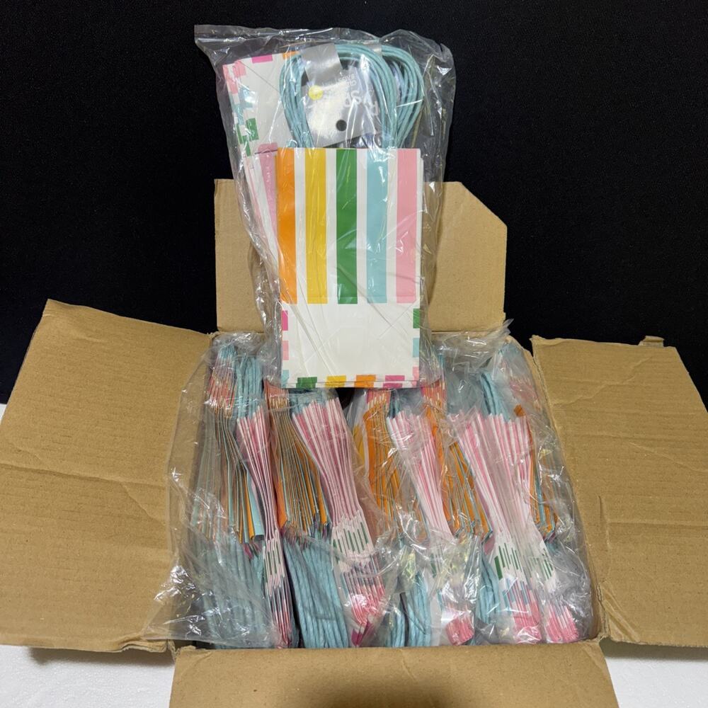 Target Spritz Striped Print Paper Rope Handle Gift Bags Lot of 96 bags